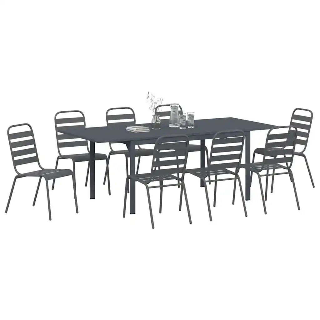 vidaXL Set da Pranzo per Giardino 9 pcs Antracite Acciaio