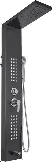 Sistema di Doccia Completo - Pannello di Doccia Quadrato - Doccia a Pioggia - Massaggio - Con Luce a Led - Incluso Capocchia di Doccia Removibile - Nero