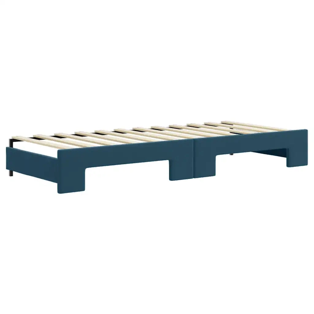 Divano Letto Estraibile con Cassetti Blu 80x200 cm in Velluto 3197365