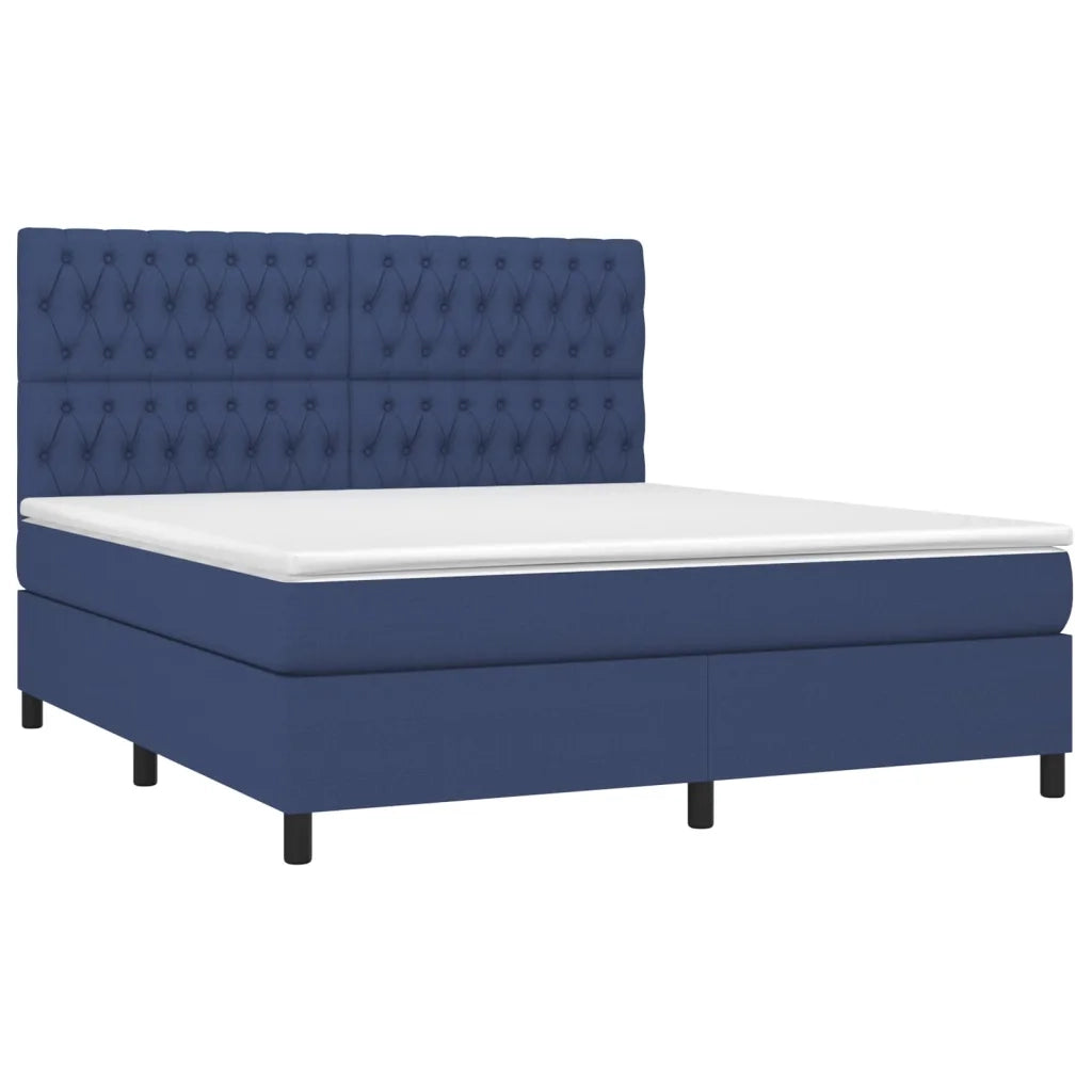 Letto a Molle con Materasso e LED Blu 180x200 cm in Tessuto 3135139