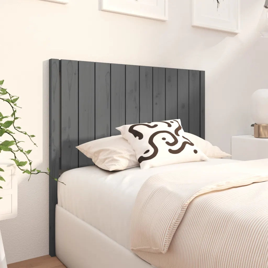 Testiera per Letto Grigia 105,5x4x100 cm Legno Massello di Pino