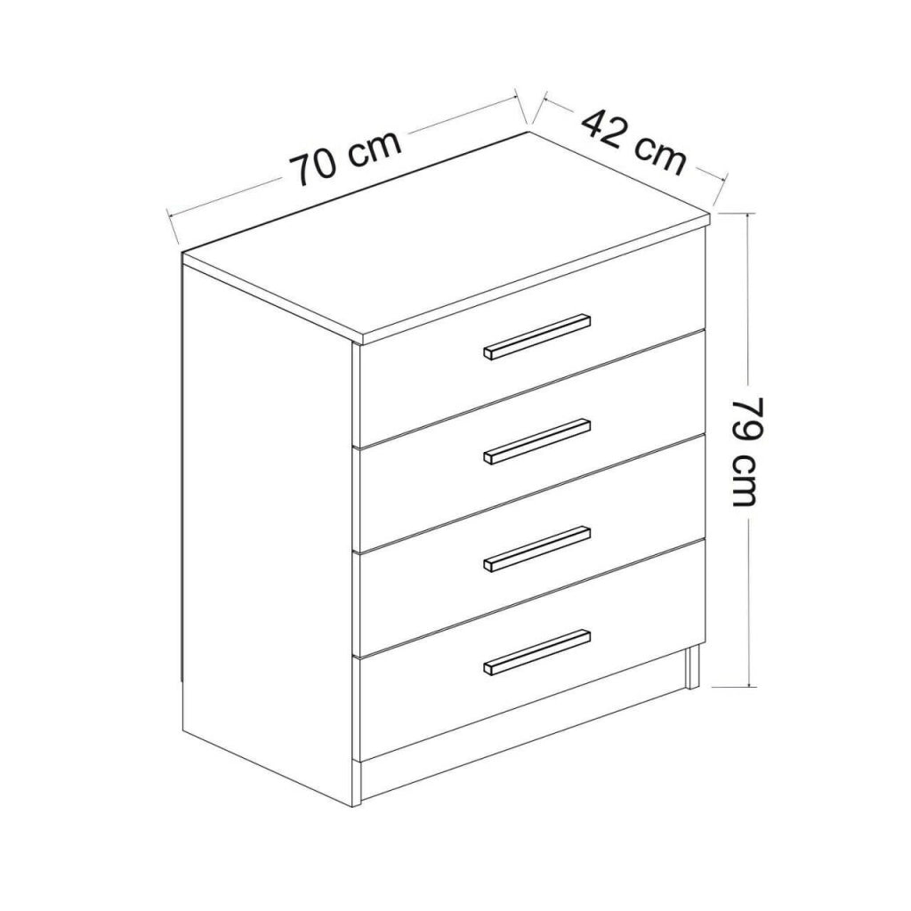 Kalmaegi, Cassettiera 4 Cassetti, 70x79x42h cm Grigio Cenere