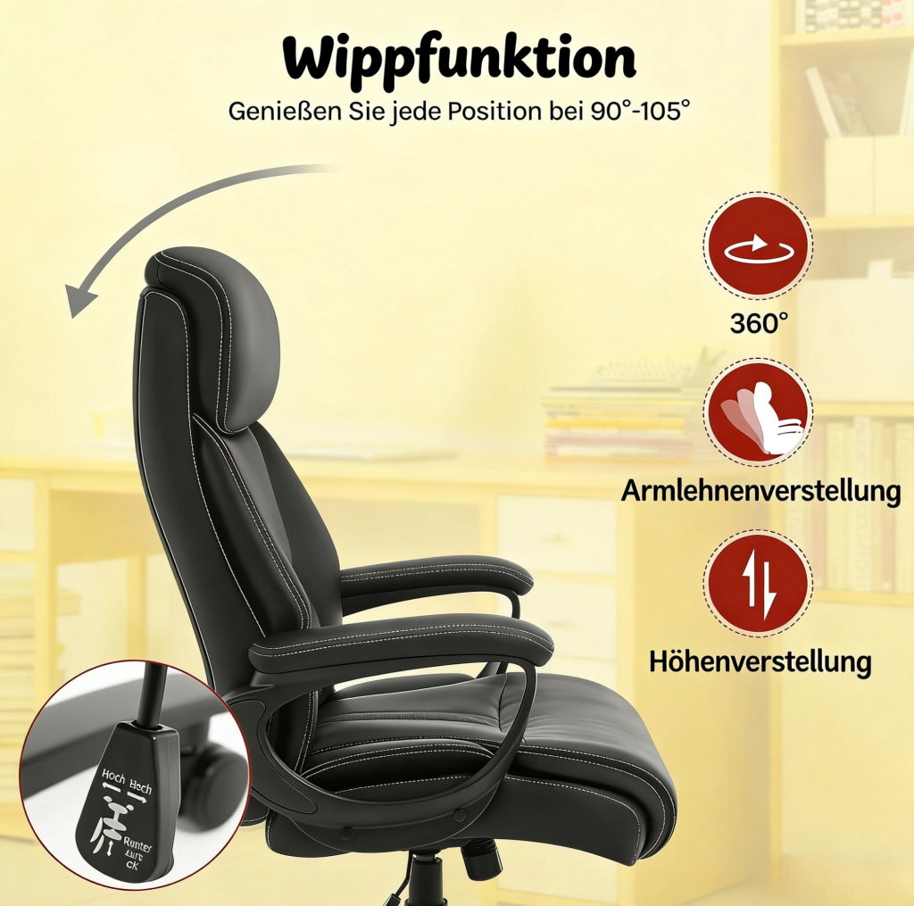 Sedia da ufficio ergonomica nera con supporto lombare