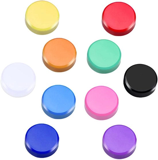 Decalcomanie 10 pezzi magneti 10 colori per frigorifero, magneti per lavagne, magneti rotondi colorati per frigorifero, magneti colorati per lavagna per classe, ufficio, armadietti, foto.