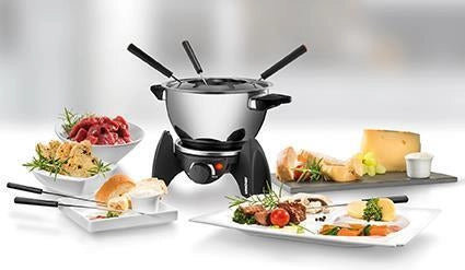 Unold 48615 Set per Fonduta Elettrica 6 Persone 0.8 L 500 W Acciaio Inossidabile Ceramica colore Nero