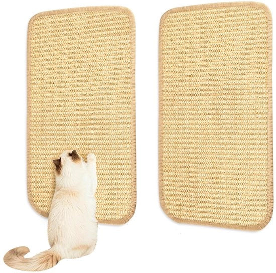 Sostegno per gatti, 2 pezzi, striscia di gatto, tappeto sisal per gatti, striscia di gatto autoadesiva per gatti, pannello di gatto con tappeto sisal, 50 x 25 cm, beige
