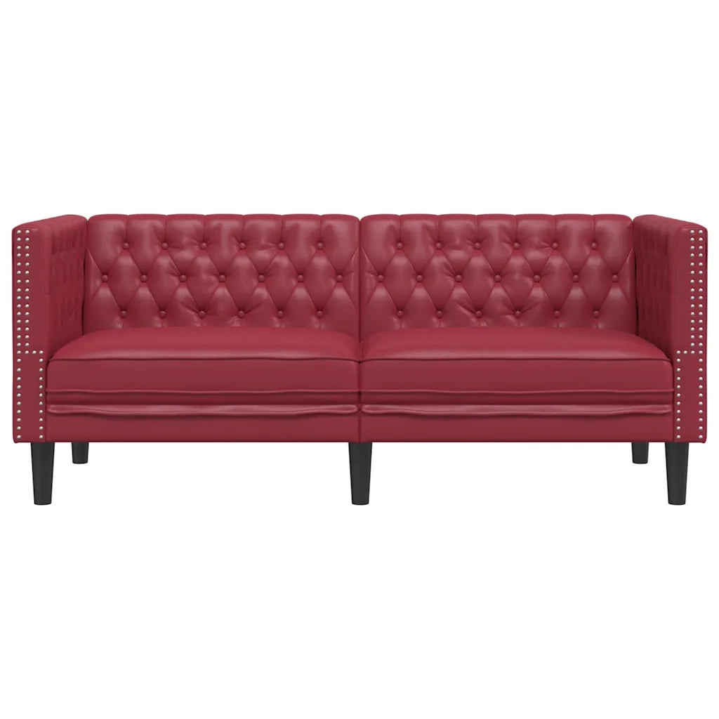 Poltrona Chesterfield a 2 Posti Rosso Vino in Similpelle 372663