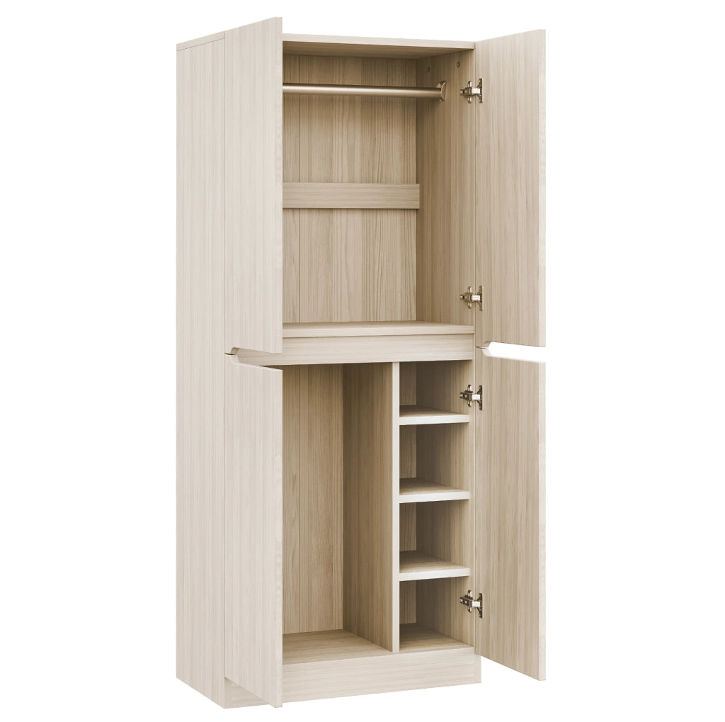 Armadio a doppia anta 70 x 40 x 170 cm in legno colore naturale