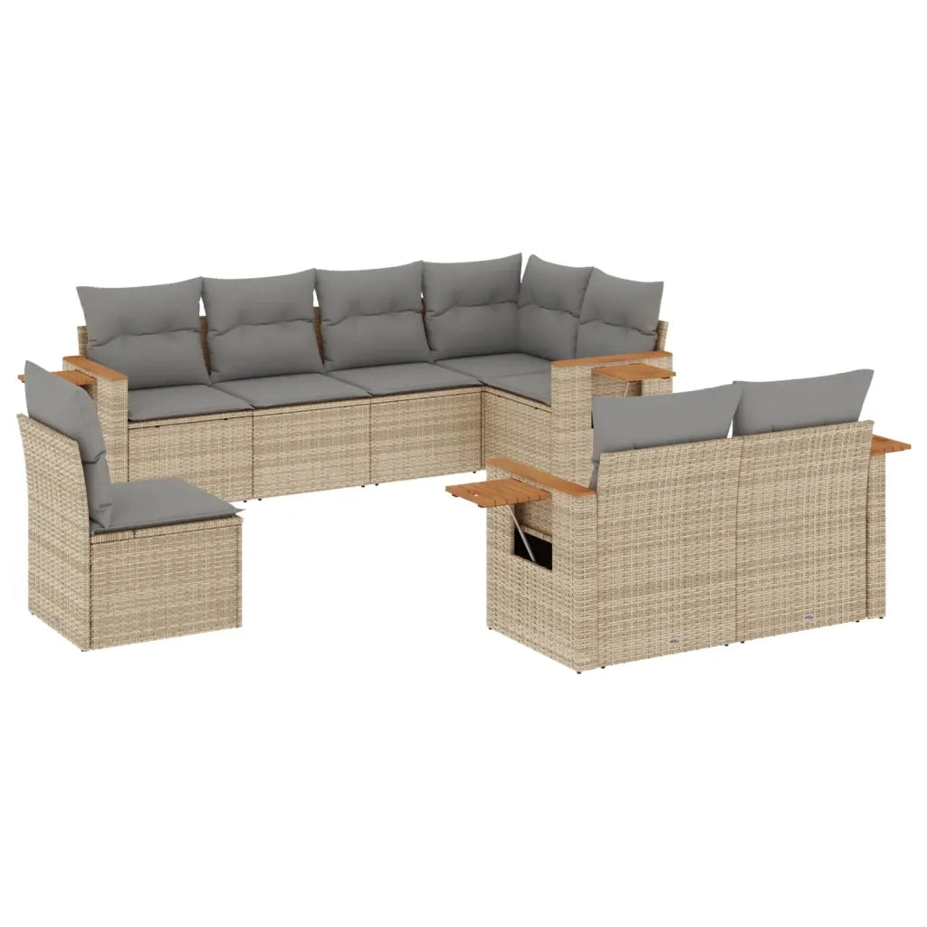 Set Divano da Giardino 8 pz con Cuscini Beige in Polyrattan 3227004