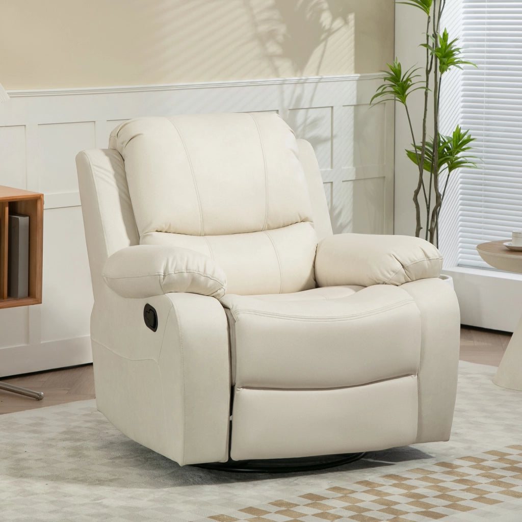 POLTRONA Relax reclinabile 93x100x98 cm Poliestere Crema