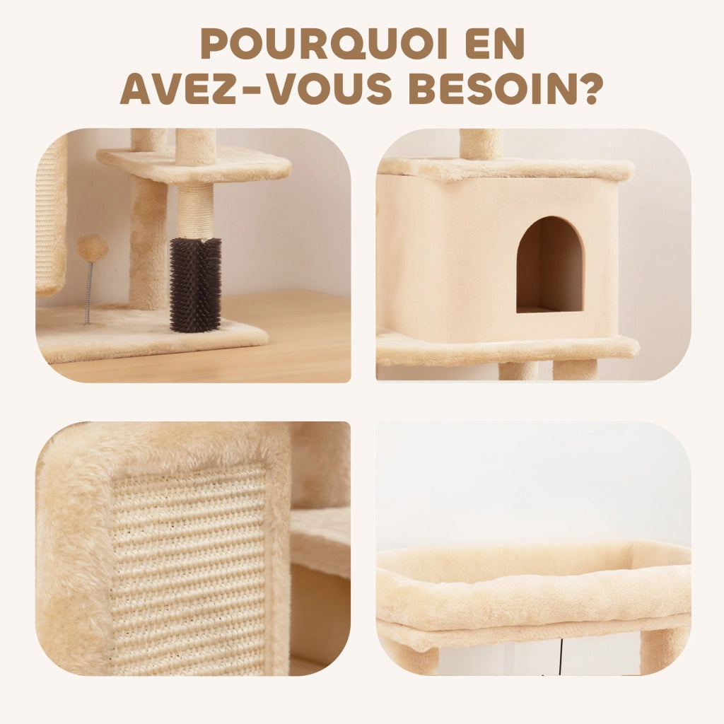 Arbre ¨¤ chat con letto ¨C zephmum ¨C beige 55x44x132 cm