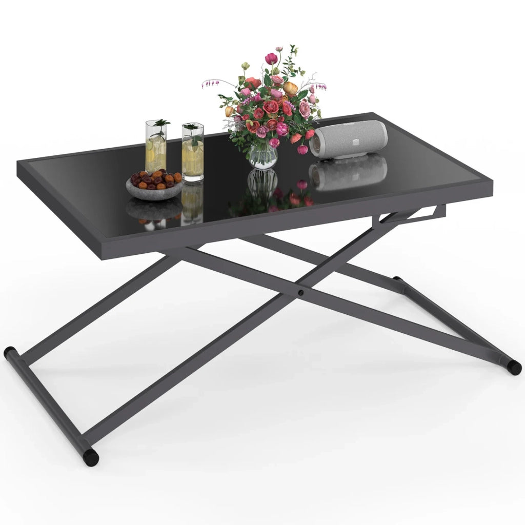 IDMarket - Tavolo da giardino rettangolare sollevabile OLIE 100 cm in metallo grigio antracite e piano grigio