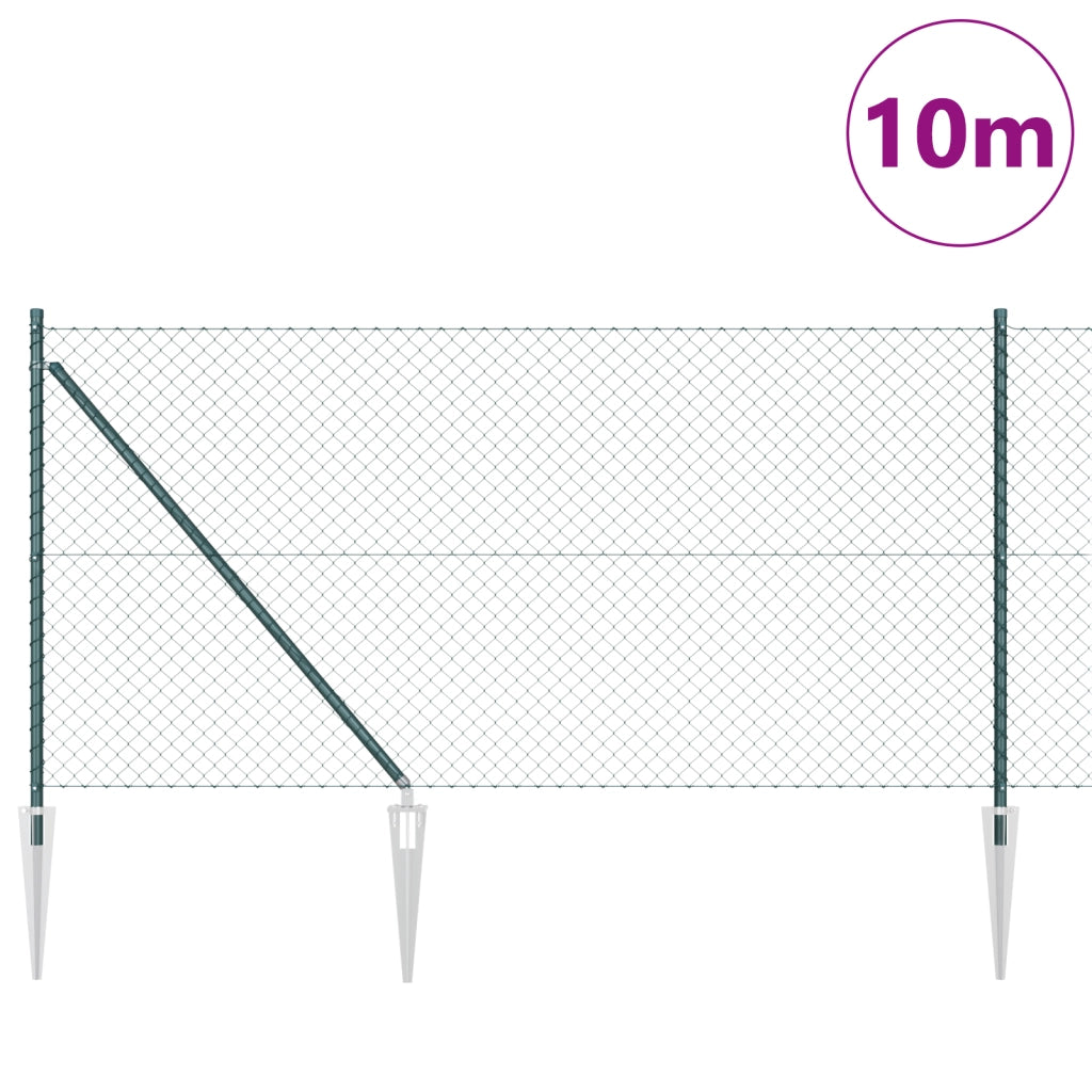 Recinzione a Maglie con 7 Pali a Punta 1x10 m in Acciaio Galvanizzato
