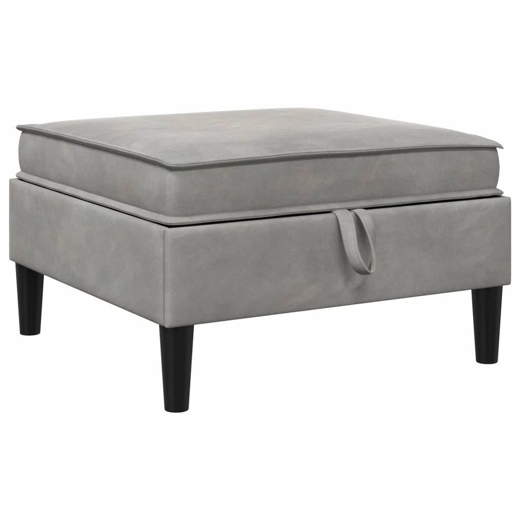 Pouf con Storage Grigio Chiaro Velluto