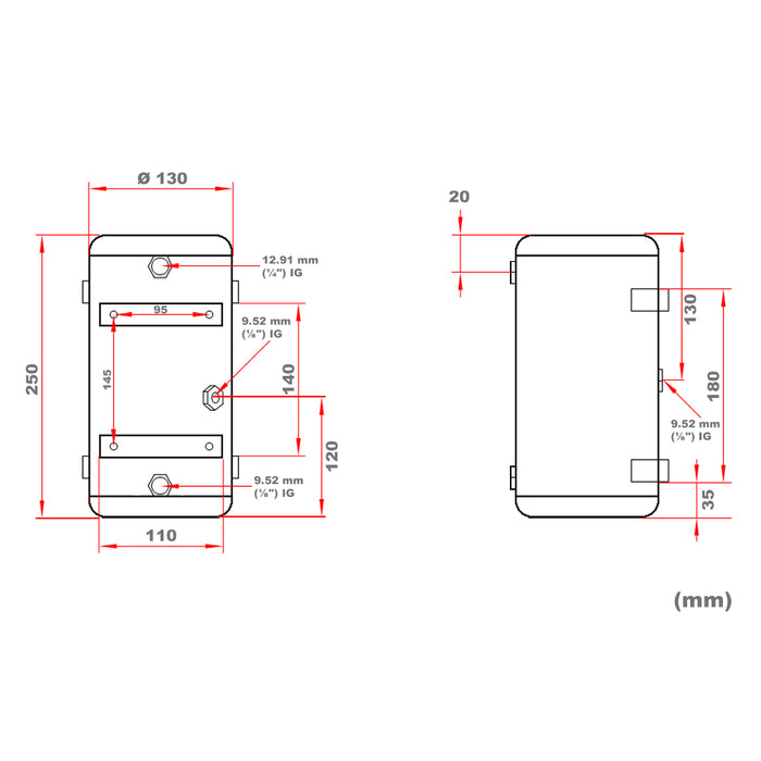Serbatoio a pressione di ricambio da 3 l per compressore per aerografi AS189