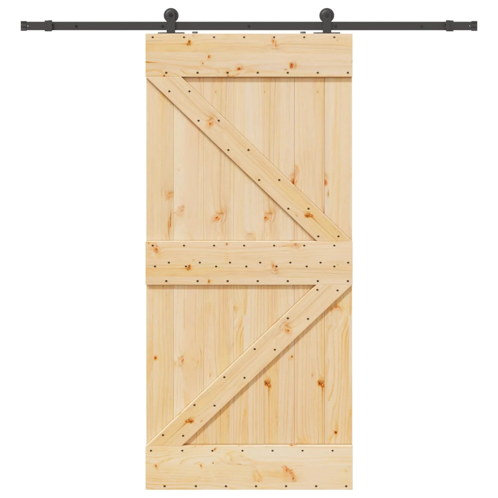 Porta scorrevole NARVIK Naturale e Nero 80 x 210 cm (213,5 cm)