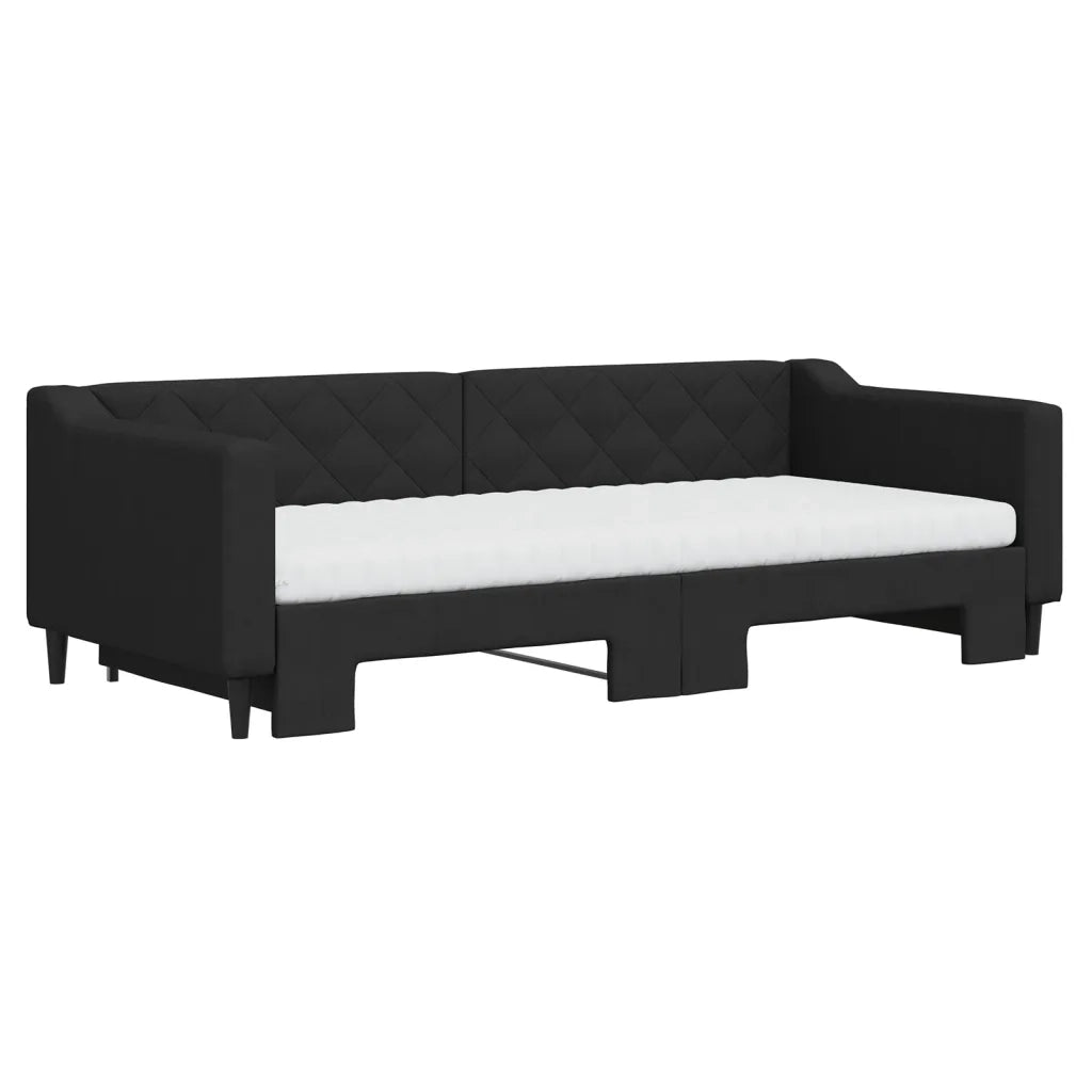 Divano Letto Estraibile con Materassi Nero 90x200 cm in Tessuto 3197446