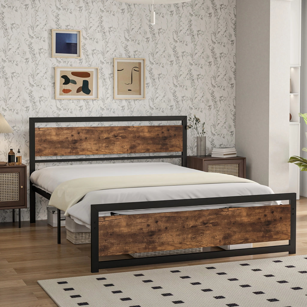 Letto Matrimoniale Struttura in Legno e Acciaio con Doghe ¨C Zephmum ¨C 160x200