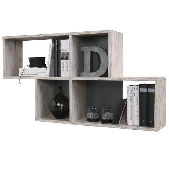 Mensola da parete NORA - Decoro rovere sabbia e antracite - L100 x A53 x P19,5 cm - Made in Germany