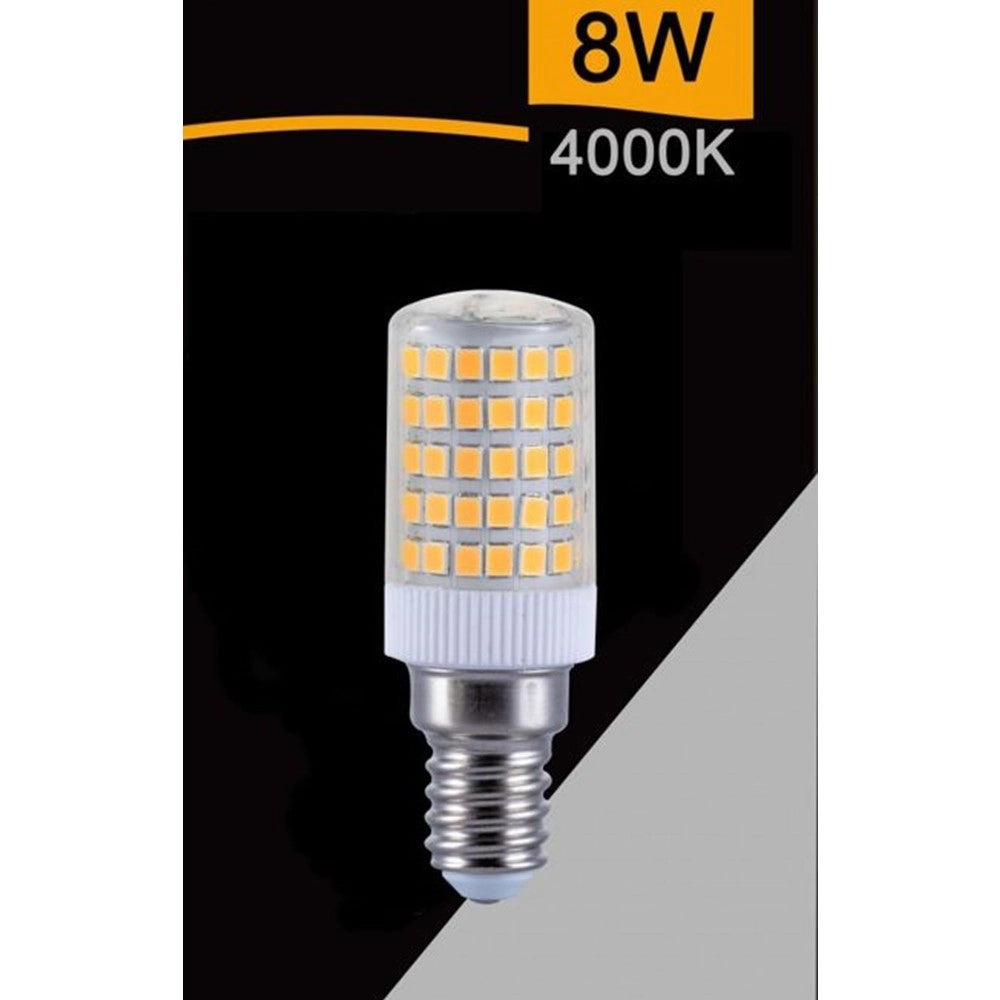 Trade Shop - Lampadina Led E14 8w 880lm Tubolare Luce Fredda Calda Naturale Sparac-e14-8w-ce1 - -bianco Naturale      -