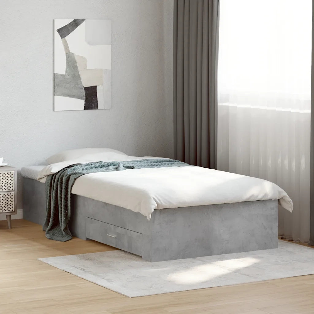 Giroletto Cassetti-Struttura Letto con contenitore Grigio Cemento 75x190 cm Legno Multistrato 632231