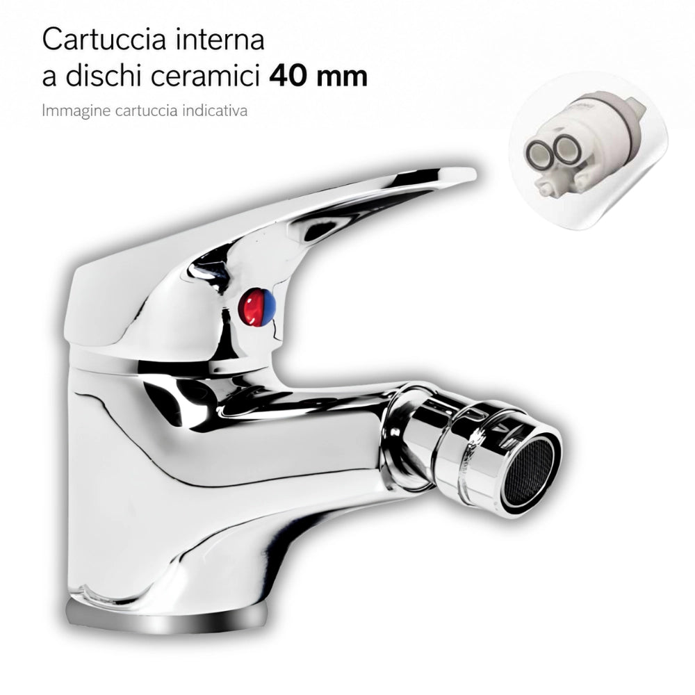 Fortunato rubinetto miscelatore bidet in ottone cromato con piletta