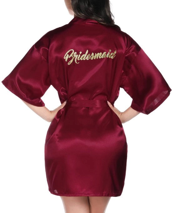 Kimono da sposa a V con collo con cinturino per donna (L, Fuchsia)