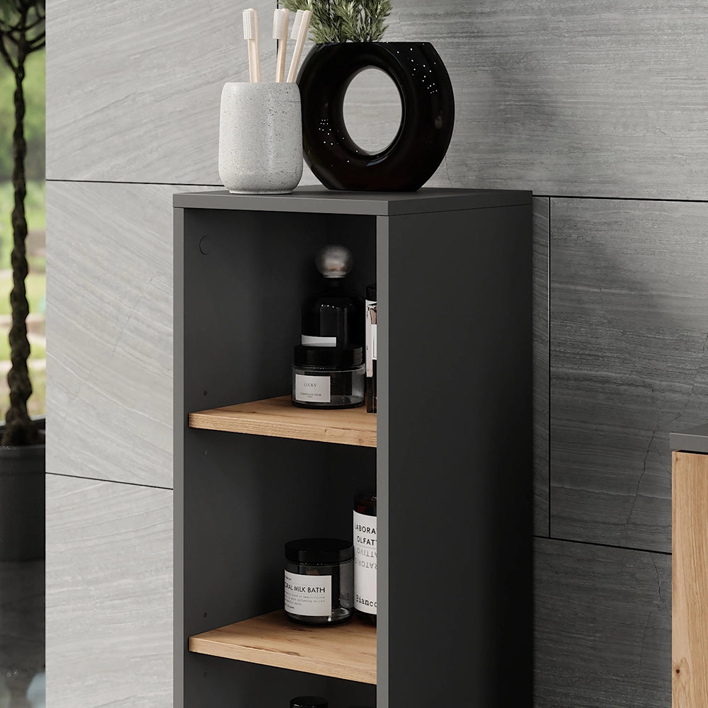 Vicco Mobiletto midi Antracite/Artisan 30 x 81 cm con 3 vani portaoggetti