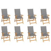 Sedie Reclinabili da Giardino con Cuscini 8 pz Massello di Teak cod mxl 15229