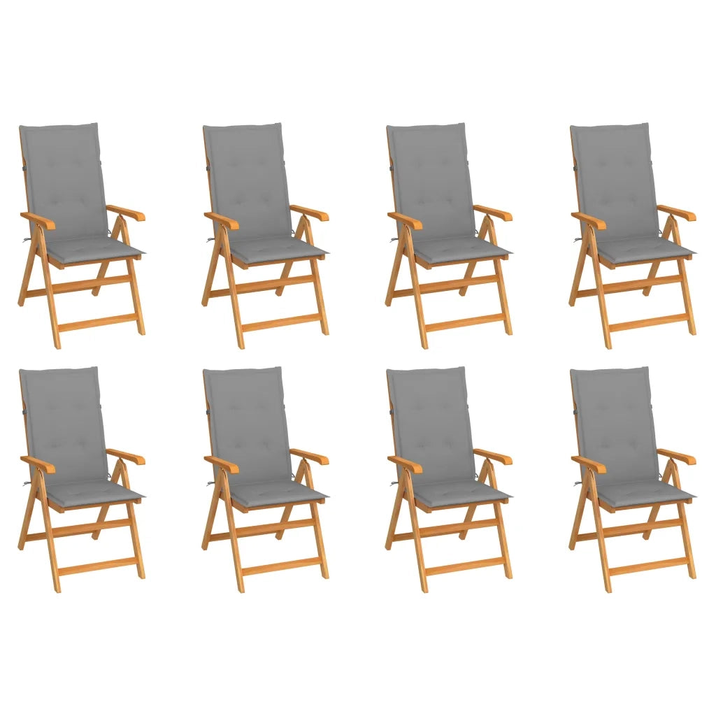 Sedie Reclinabili da Giardino con Cuscini 8 pz Massello di Teak cod mxl 15229