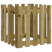 Aiuola rialzata per piante fiori patio e giardino con design di recinzione 50 x 50 x 50 cm pino marrone impregnato 02_0038098