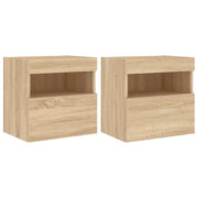 Mobili TV a Parete con Luci LED 2pz | Armadietto TV | Mobile Porta TV Rovere Sonoma 40x30x40 cm