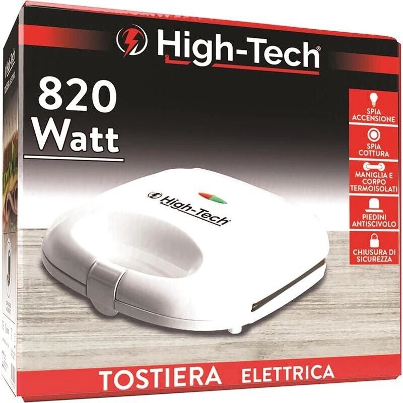 HIGH-TECH TOSTIERA ELETTRICA DA 820 WATT CON PIEDINI ANTISCIVOLO E MANIGLIA TERMOISOLATA