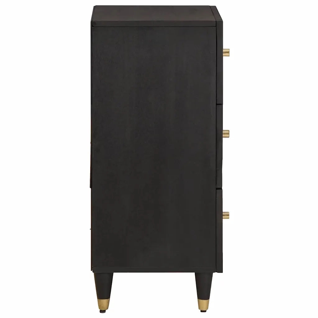 Credenza | Madia | Buffet da pranzo | Armadio da pranzo Nero 40 x 33 x 75 cm Legno di mango massello