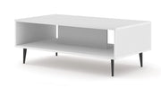 TAVOLINO DA CAFFÈ RAVENNA B IN MDF FOGLIATO 90x60x45 BIANCO OPACO GAMBE NERE