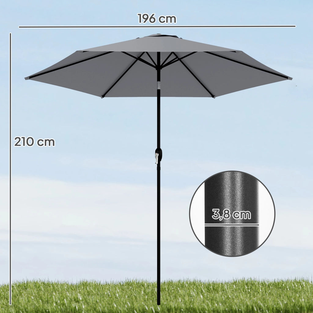 Ombrellone da giardino 2m inclinabile ¨C zephmum ¨C grigio scuro alluminio 180g/m2