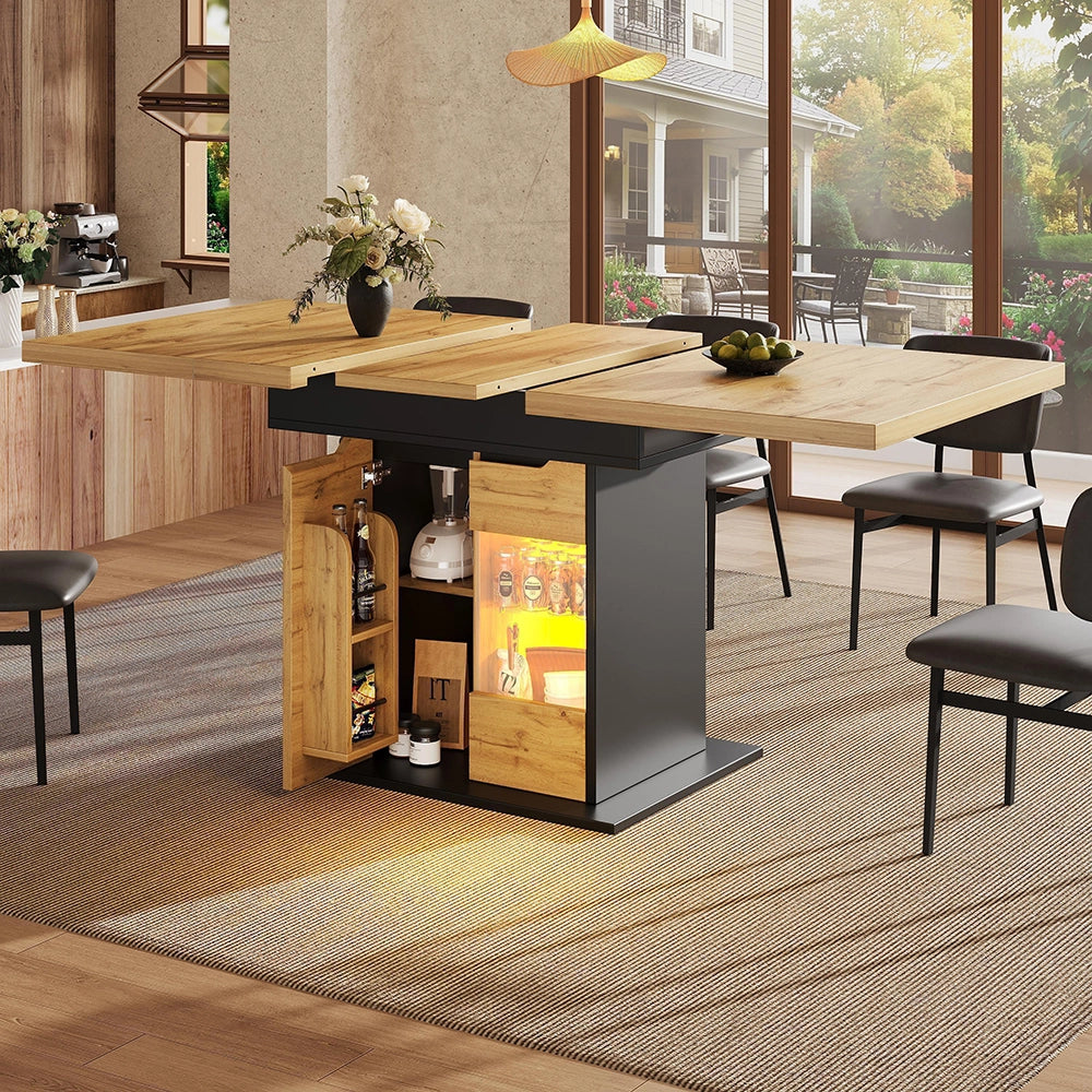 Tavolo estensibile - Xylo - 110-140x80cm con LED e ripiano snack