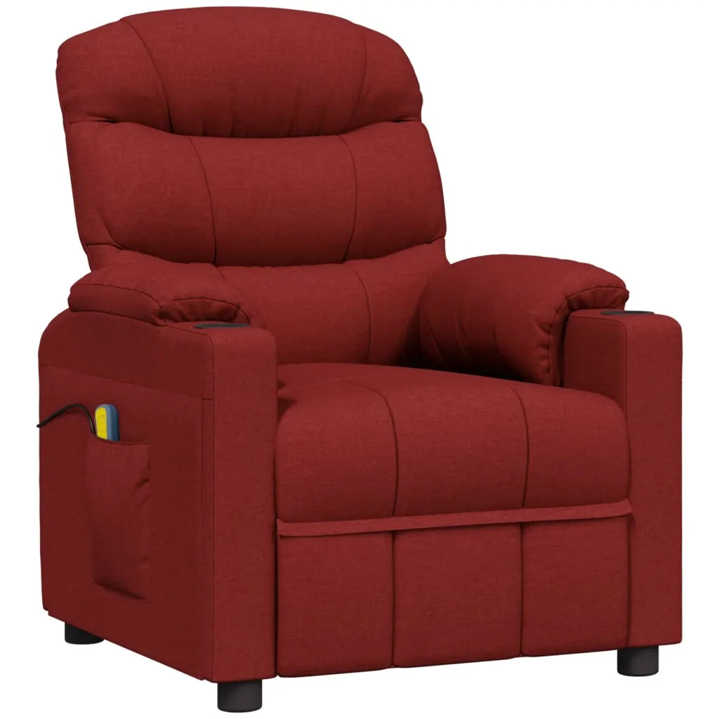 Poltrona Massaggiante Elettrica Rosso Vino in Tessuto 348085