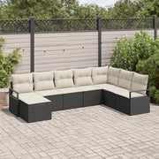 Set divano da giardino  a 8 pezzi con cuscini in rattan polipropilene nero