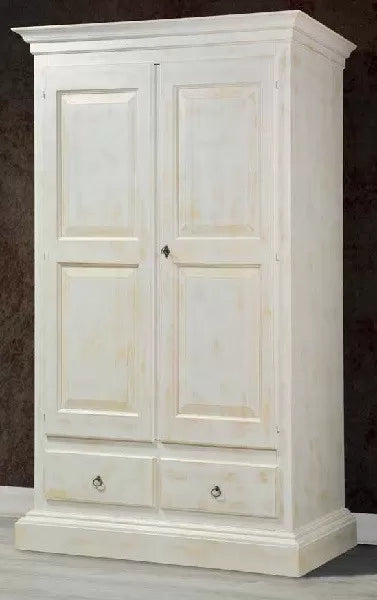 Armadio 2 porte legno shabby bianco consumato 125x61x200 - Mobili 2G