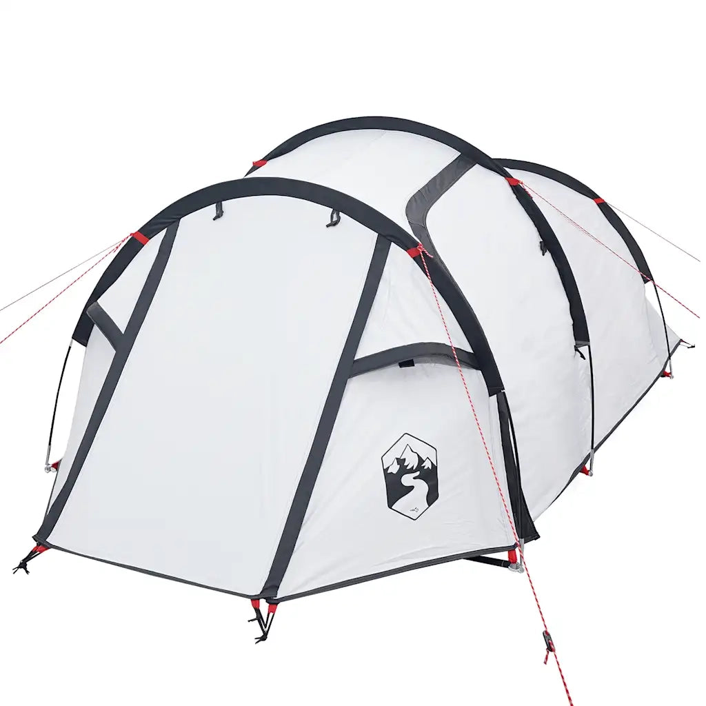 Tenda Campeggio a Tunnel 2 Persone Bianca Tessuto Impermeabile 94389