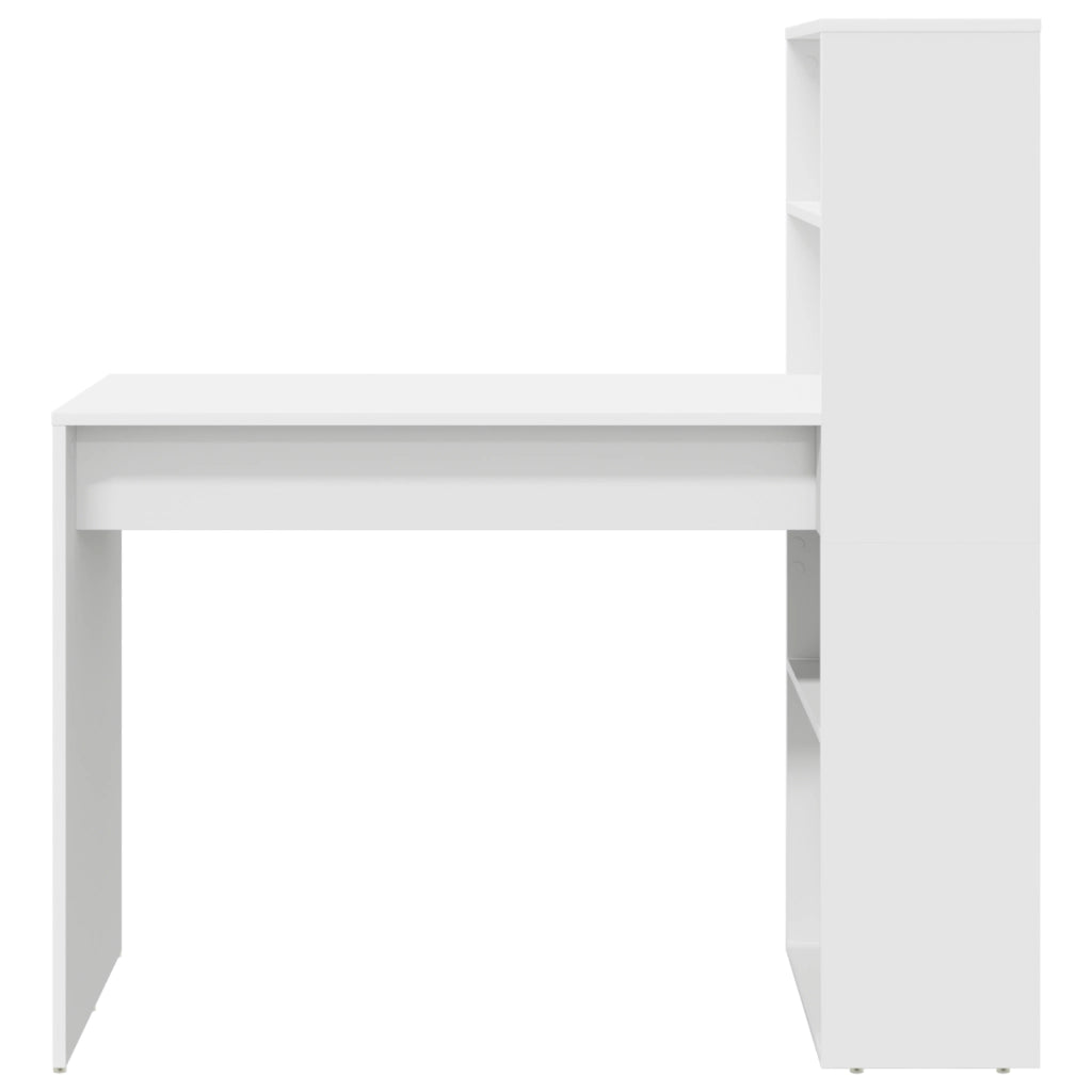 Scrivania Bianca con Ripiani 113x54x120 cm Legno ingegnerizzato