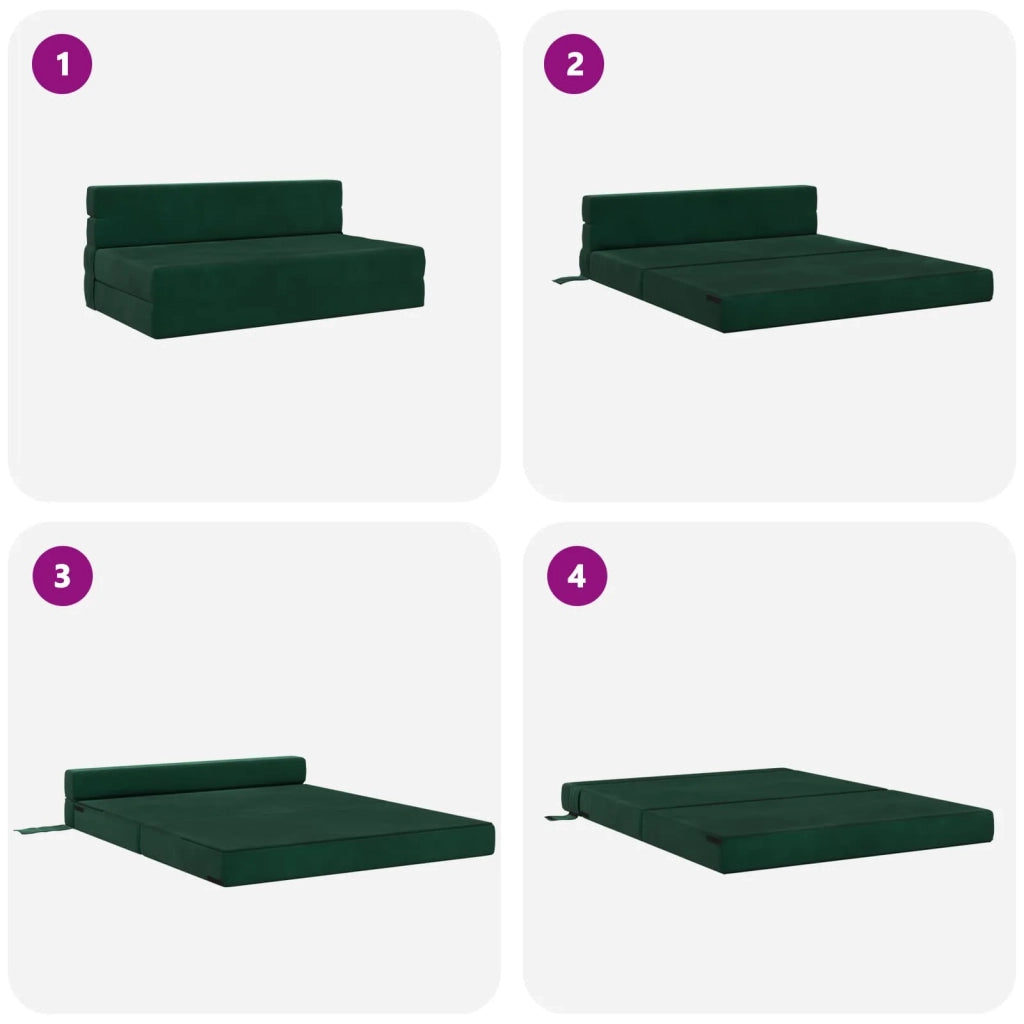 Divano Letto Pieghevole Verde Scuro 152 x 86,5 x 60 cm Tessuto