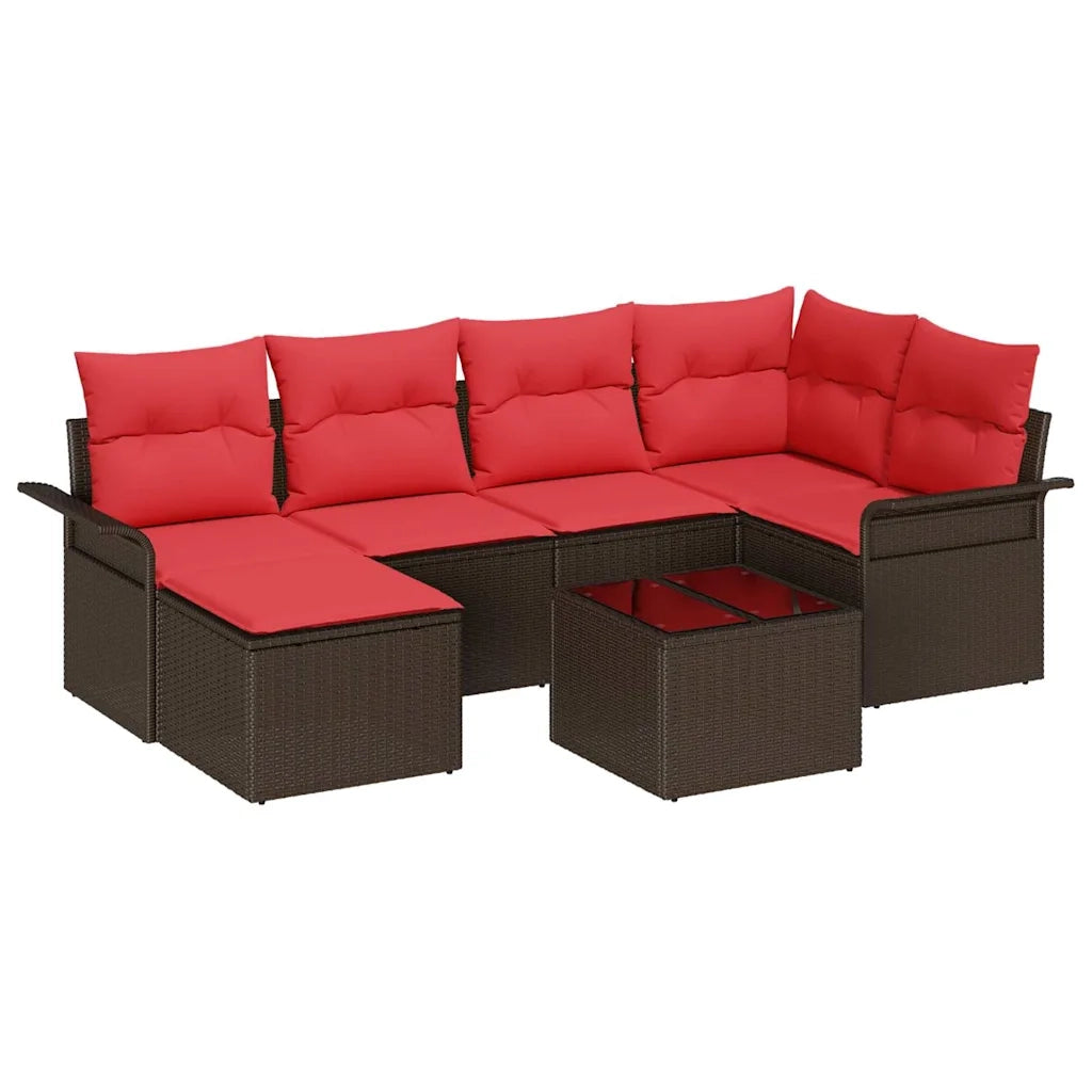 Set Divano da Giardino 7 pcs Marrone polyrattan