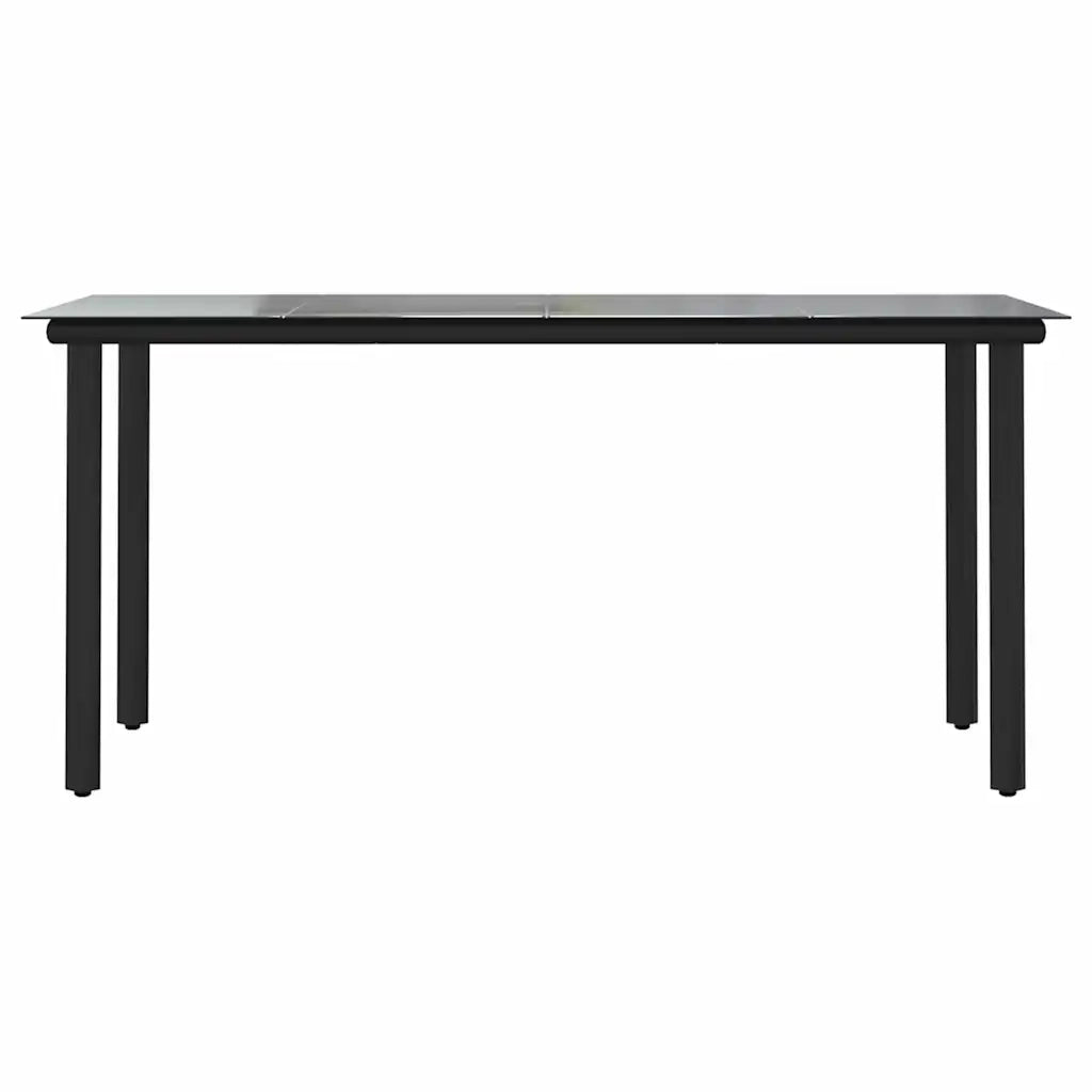 Set Pranzo da Giardino 7 pz Nero Polyrattan Vetro 3334538