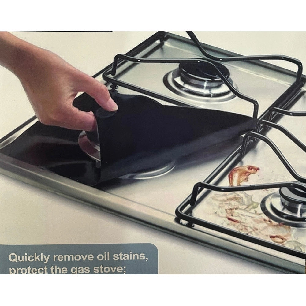 Trade Shop - Set 4 Protezioni Per Fornelli Cucina Piano Cottura Gas Antiaderente Riutilizzabile 27x27cm -