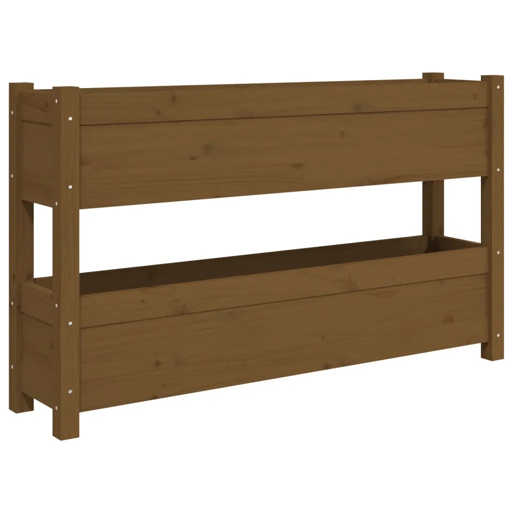 Fioriera | Cassetta per fiori | Vaso Marrone Ambra 112x25x66 cm in Legno Massello di Pino