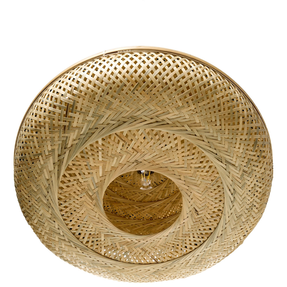 Lampada a sospensione lampadario con paralume in bambù naturale d'ispirazione bohémien rotonda intrecciata Illuminazione