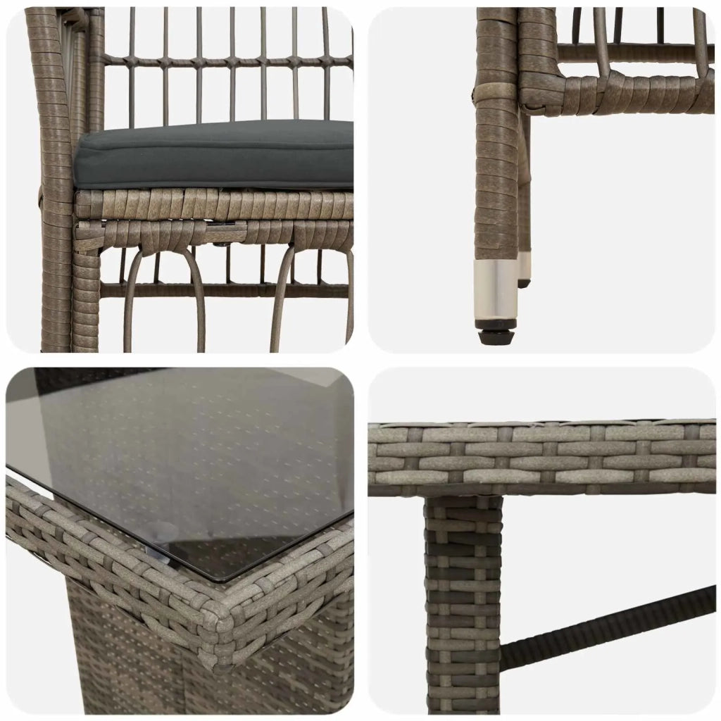 Set da pranzo per esterni 7 pz Grigio polyrattan 3448950