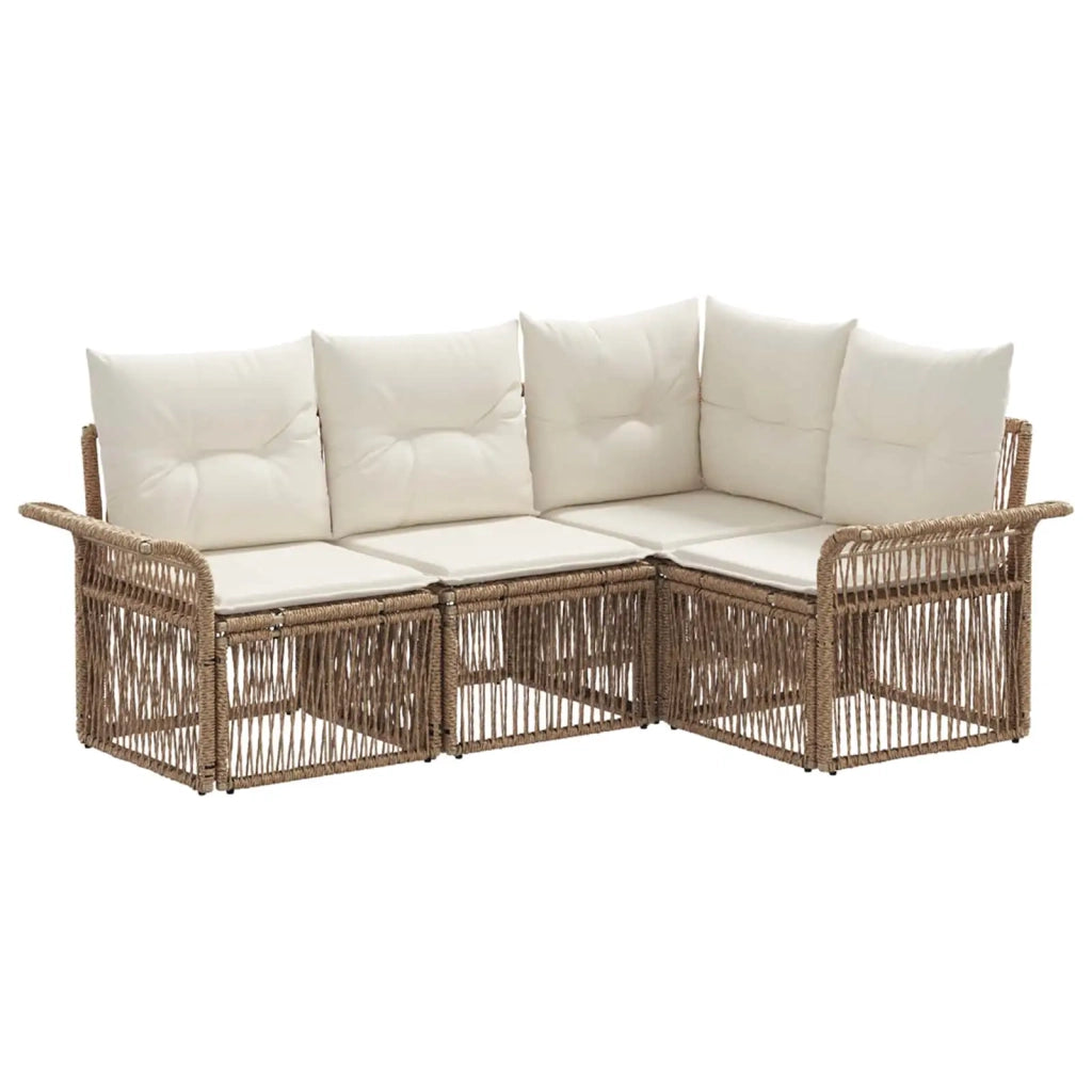 Set Divano da Giardino 4 pcs Beige polyrattan 3434823